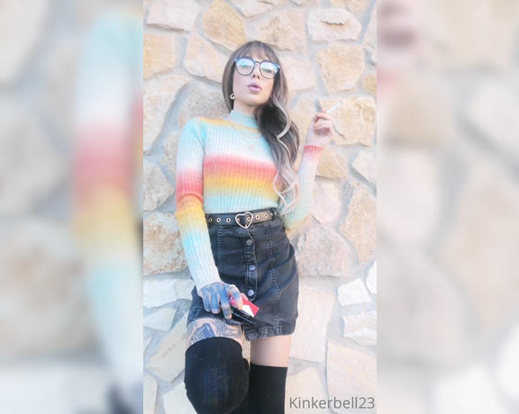 Queen Kinkerbell aka kinkerbell23 OnlyFans - Another angle of me in my cute denim skirt The weather here is beautiful at the