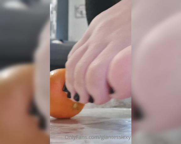 Goddes Lexy aka giantesslexy OnlyFans - I want to crush you like this mandarin! You deserve to clean my feet