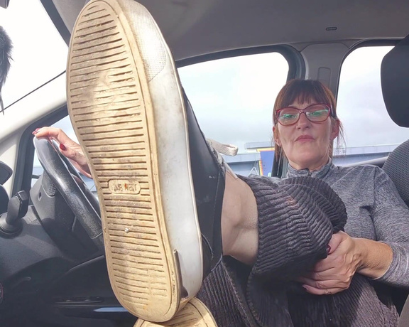 Miss B aka missb52s OnlyFans - 09-11-2024 - A smelly work feet for you to worship in my car