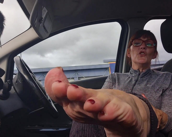 Miss B aka missb52s OnlyFans - 09-11-2024 - A smelly work feet for you to worship in my car