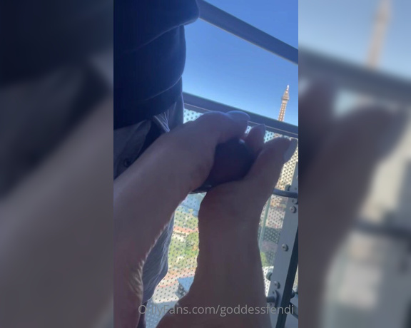 Fendi Feet aka Goddessfendi OnlyFans - Let me stroke it on the balcony and cum on my toesssss 2