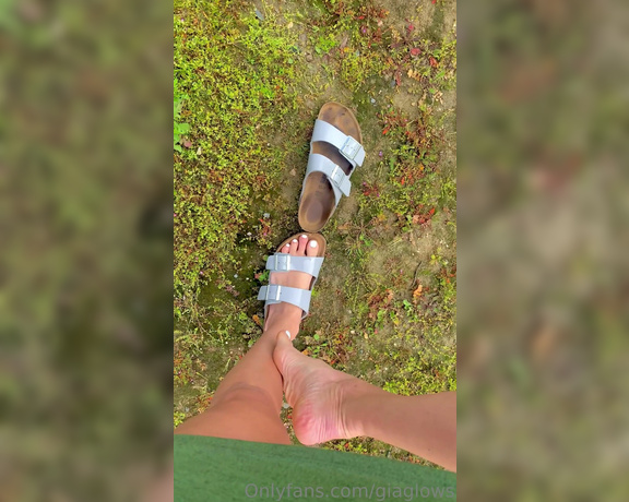 Gia Hottest aka giaglows OnlyFans - 03-30-2023 - Birk play after a rain! I’m wearing my newer Grey Patent Leather Arizona’s here My feet