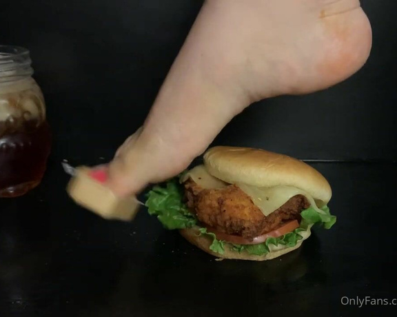 Celest ASMR aka celest_asmr OnlyFans - 10-05-2021 - CHICK FIL A SPICY SANDWICH FOOT CRUSH! #FootCrush