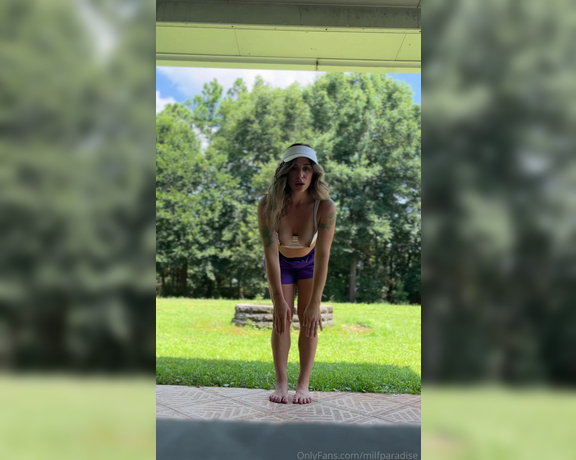 Sunny Zass aka milfparadise OnlyFans - 08-06-2024 - Stretching topless outside