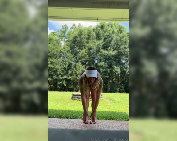 Sunny Zass aka milfparadise OnlyFans - 08-06-2024 - Stretching topless outside