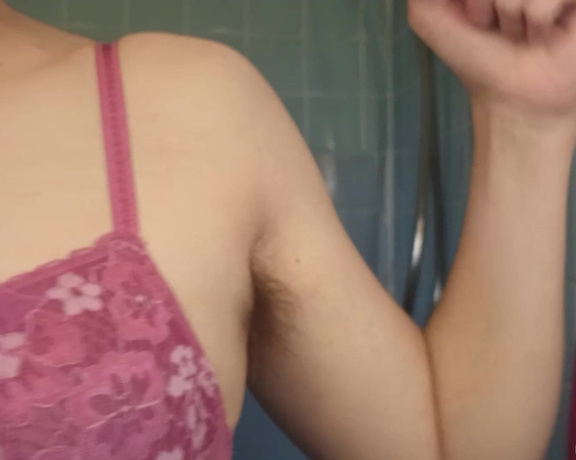 Masqueraded Secrets   Showing Off Long Armpit Hair in My New Pink Bra HD