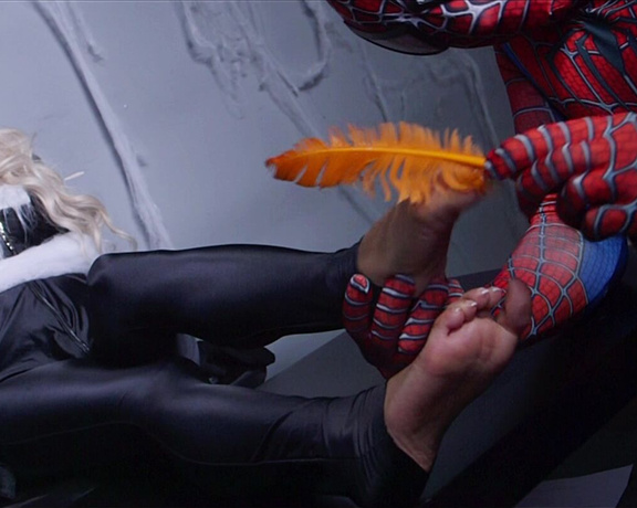 UK Tickling - Black Cat & Spiderman Part 1: Captured Kitty (Full Hd Version)