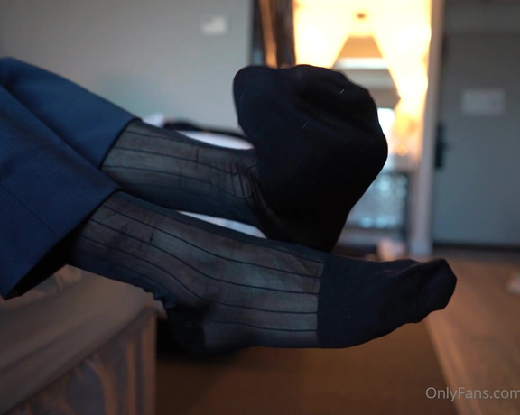 Toetally Devine aka Toetallydevine OnlyFans - @wolfpause taking his long toes out of his loafers and sheer socks