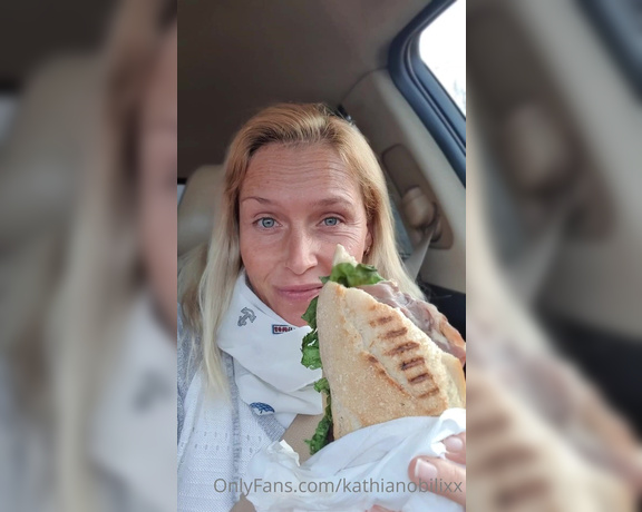 Kathia Nobili aka kathianobilixx Findom - 03-19-2022 OnlyFans Video - Road trip breakfast  and NO Im not vegetarian