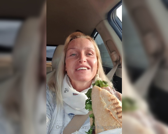 Kathia Nobili aka kathianobilixx Findom - 03-19-2022 OnlyFans Video - Road trip breakfast  and NO Im not vegetarian