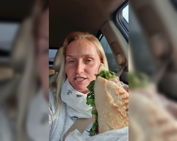 Kathia Nobili aka kathianobilixx Findom - 03-19-2022 OnlyFans Video - Road trip breakfast  and NO Im not vegetarian