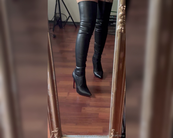 Mistress Milana aka mistress_milana Femdom - 09-26-2024 OnlyFans Video - New boots in my collection Thanks to my subby Lorenzo How many pairs do you think