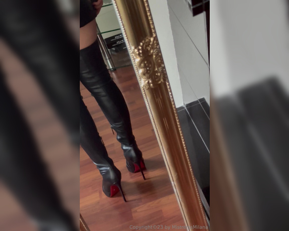 Mistress Milana aka mistress_milana Femdom - 09-26-2024 OnlyFans Video - New boots in my collection Thanks to my subby Lorenzo How many pairs do you think