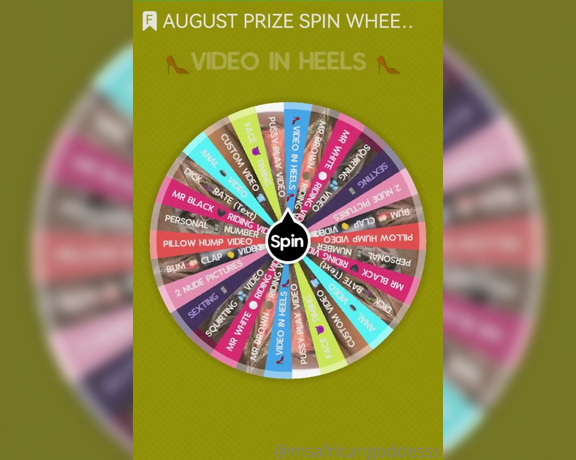 African Goddess aka msafricangoddesss Findom - 08-09-2022 OnlyFans Video - AUGUST PRIZE SPIN WHEEL  play  the video   SWIPE  Come get some