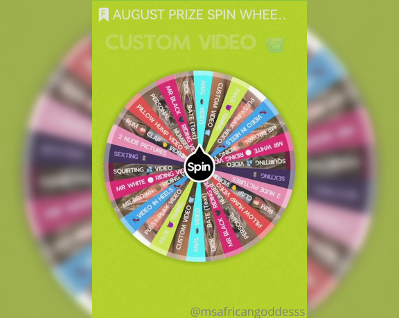 African Goddess aka msafricangoddesss Findom - 08-09-2022 OnlyFans Video - AUGUST PRIZE SPIN WHEEL  play  the video   SWIPE  Come get some