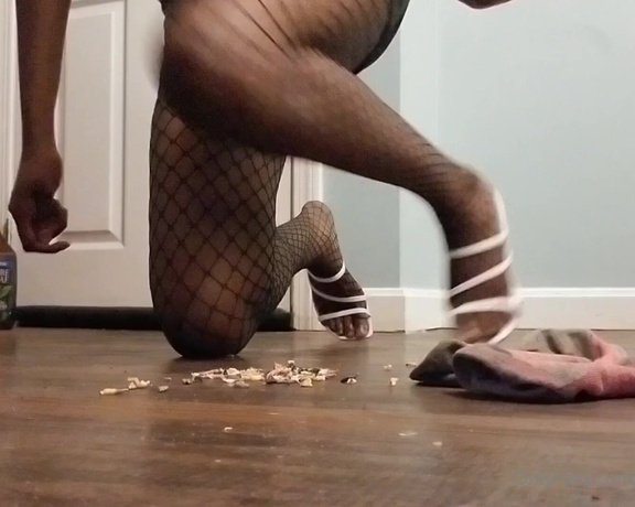 Chocolate Foot Goddess aka cfootgoddessx Foot Fetish - 02-05-2022 OnlyFans Video - Lots of little tinies trapped in my stinky gym socks with a meal of foot sweat