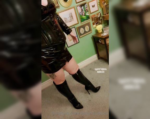 Lady Nina Birch aka ladyninabirch Findom - 08-26-2022 OnlyFans Video - Shiny Mistress in her tight shiny PVC dress, corset and knee boots waiting for my prey