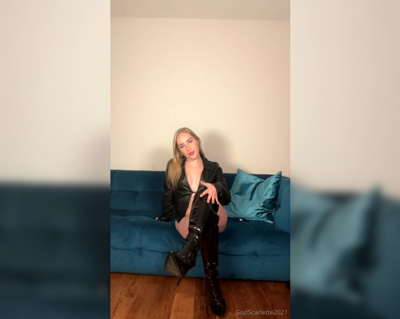 God Scarlette aka godscarlette Findom - 10-31-2023 OnlyFans Video - Shiny black PVC knee_high boot worship