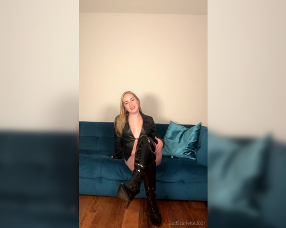 God Scarlette aka godscarlette Findom - 10-31-2023 OnlyFans Video - Shiny black PVC knee_high boot worship