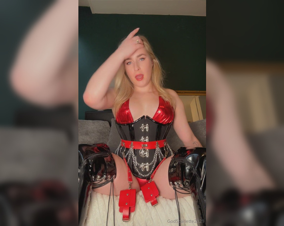 God Scarlette aka godscarlette Findom - 03-24-2024 OnlyFans Video - Get that whore tongue ready to lick My shiny PVC thigh_high boots clean from toe to