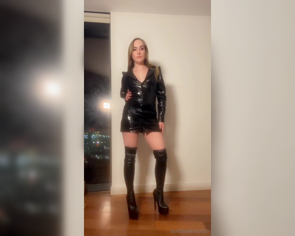 God Scarlette aka godscarlette Findom - 11-04-2024 OnlyFans Video - How weak does Gods divine, plump bubble butt in this shiny PVC minidress make you, out