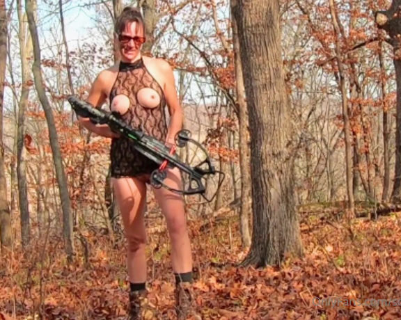 Soccer Mom Queen of Spades aka soccermmistress Fisting & Dildo - 12-11-2022 OnlyFans Video - 4K VIDEO Black Boobie Outfit 1 _ Just slutting around the timber with my crossbow for