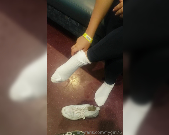 Fly Girl aka flygirl76 - 04-12-2019 OnlyFans Video - Sock removal at the bowling alley  Do you think people were secretly looking