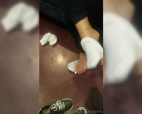 Fly Girl aka flygirl76 - 04-12-2019 OnlyFans Video - Sock removal at the bowling alley  Do you think people were secretly looking