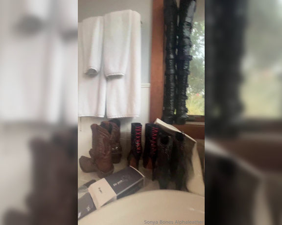 Alpha Leather aka alphaleather - 01-16-2024 OnlyFans Video - 33 pairs of boots surround My bath