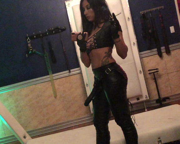 Mistress Tangent aka Goddesstangent OnlyFans - Smoking and stroking my big black D in my leather top and leather pants The more to intoxicate you