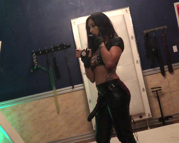 Mistress Tangent aka Goddesstangent OnlyFans - Smoking and stroking my big black D in my leather top and leather pants The more to intoxicate you