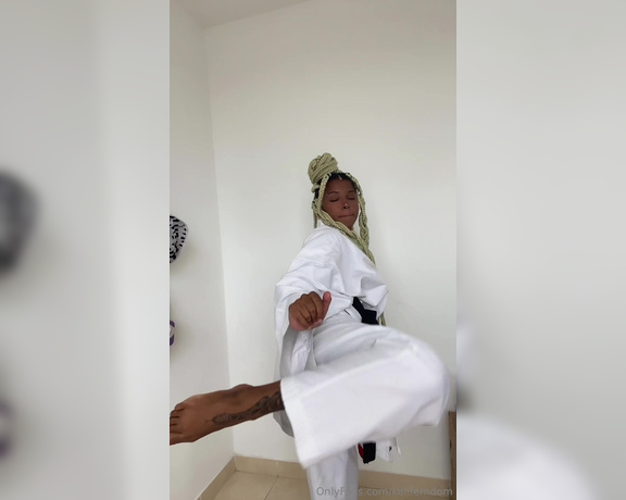 Erika Keylla aka kellfemdom - 01-25-2024 OnlyFans Video - black belt kicking towards the camera