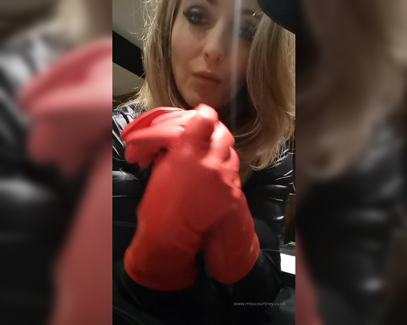 Miss Courtney aka Misscourtneym OnlyFans - New Red leather gloves for my leather skirt