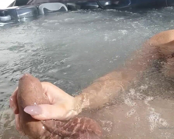 Miss Courtney aka Misscourtneym OnlyFans - Denied in the hot tub I love playing with him #cuckold