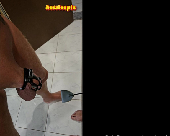 Aussiecple aka aussiecple - 05-26-2024 OnlyFans Video - So much fun using the riding crop on his locked cock and balls  You can