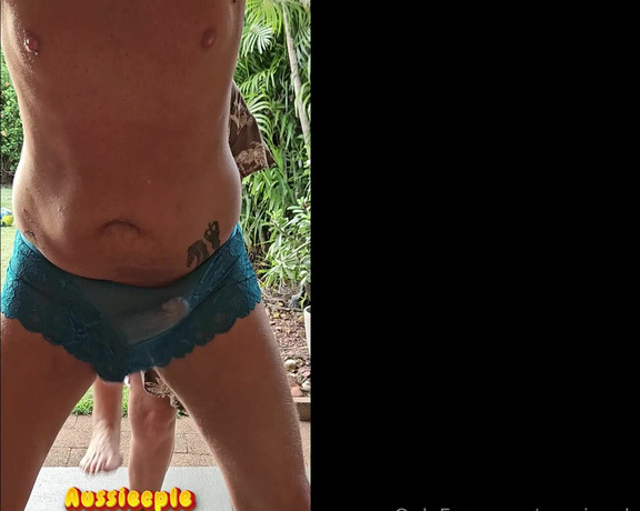 Aussiecple aka aussiecple - 06-20-2024 OnlyFans Video - Is his cock erect because he is wearing panties or because I am kicking his full