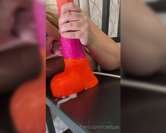 Celia aka Ceelcee OnlyFans - Cleaning up my large flared Chance after an amazing ride