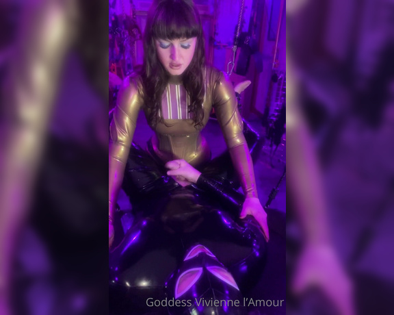 Vivienne L'Amour aka Vlproductionsuk OnlyFans - NEW & EXCLUSIVE! Rubber Gimp Strap On Fuck  I am wearing a gorgeous gold rubber catsuit and my slav