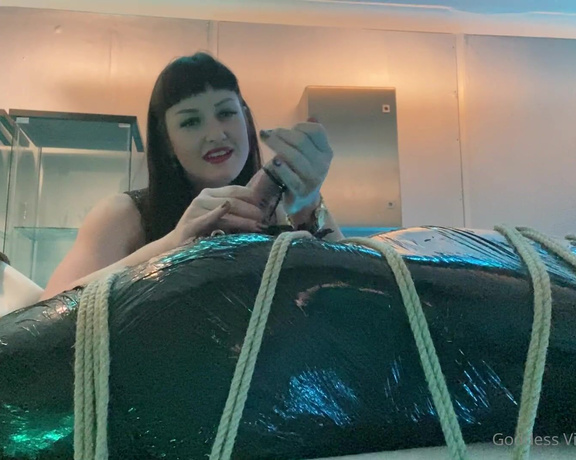 Vivienne L'Amour aka Vlproductionsuk OnlyFans - Epic Cum shot from yesterday’s encasement session in shrink wrap and rope! This was really intense 1