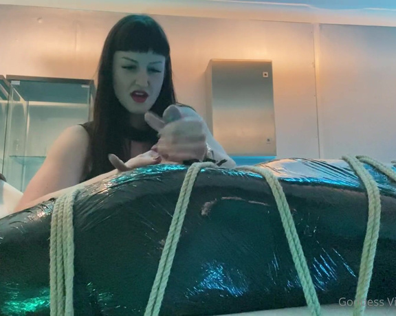 Vivienne L'Amour aka Vlproductionsuk OnlyFans - Epic Cum shot from yesterday’s encasement session in shrink wrap and rope! This was really intense 1