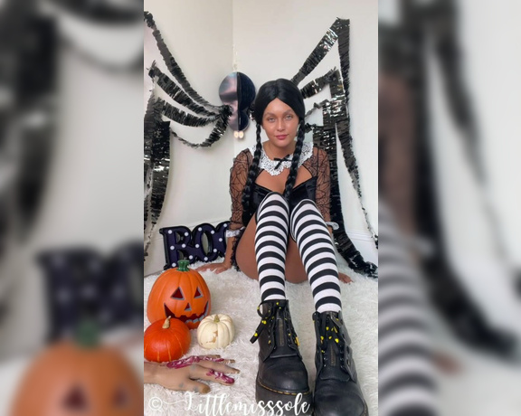 Littlemisssole aka Littlemisssole OnlyFans - Lightly dominant JOI with countdown Wednesday Addams With sock tease and removal and bare foot tease