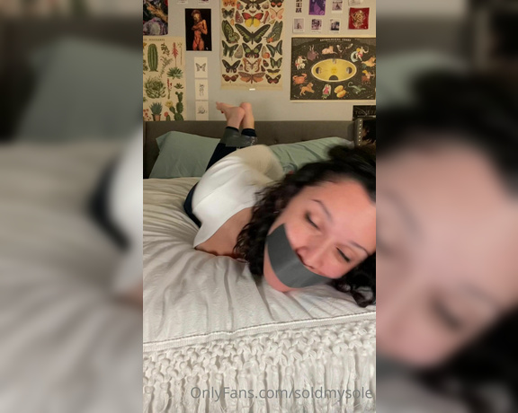Liv aka Soldmysole OnlyFans - 3 minutes (duct tape + bondage) I wake up to see you duct taped my hands, feet, and mouth Don’t you