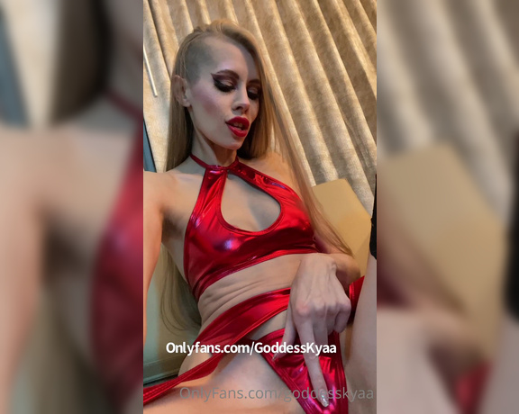 Goddess Kyaa aka Goddesskyaa OnlyFans - Shiny red lingerie cock teasing and smoking drool for me! Drool all over your slutty self and sta