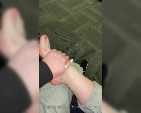 Beneathmytoes aka Beneathmytoes OnlyFans - Tried to do a sneaky foot rub in the hall but that was too close Haha