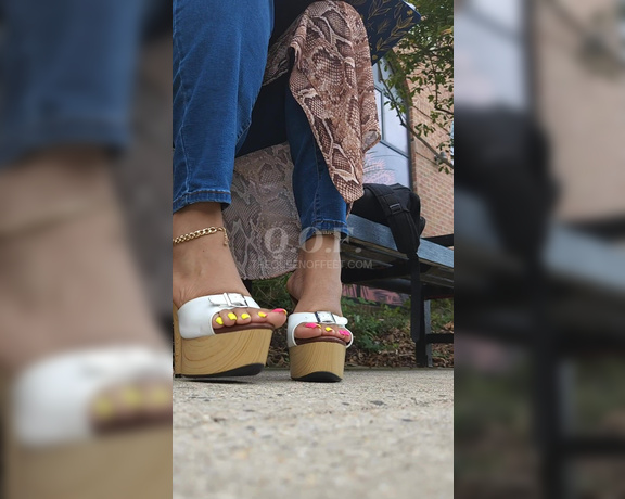 QUEEN OF FEET aka Thedcfootqueen OnlyFans - College Campus Study Who doesnt like college girls Are you admiring me I sit across from you on the