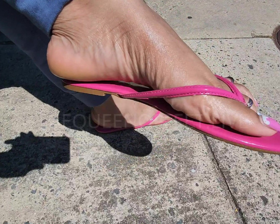 QUEEN OF FEET aka Thedcfootqueen OnlyFans - Pink leather flip flops slapping against the sexiest feet on planet earth