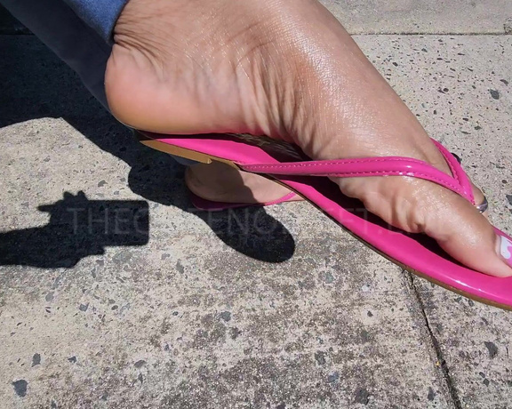 QUEEN OF FEET aka Thedcfootqueen OnlyFans - Pink leather flip flops slapping against the sexiest feet on planet earth