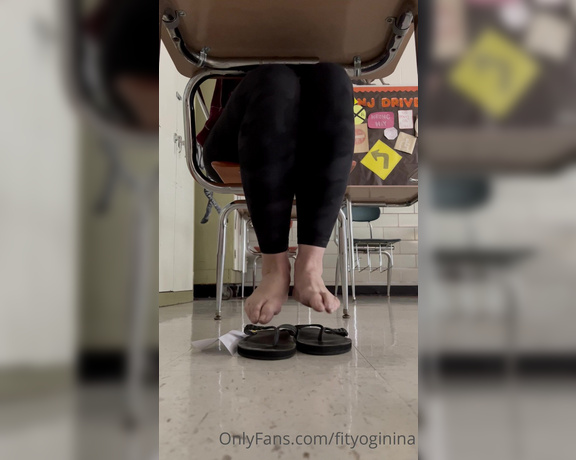 Nina aka Fityoginina OnlyFans - I posted this classroom set Friday but I forgot to post this under the desk flip flop tease and I