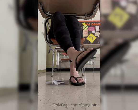 Nina aka Fityoginina OnlyFans - I posted this classroom set Friday but I forgot to post this under the desk flip flop tease and I