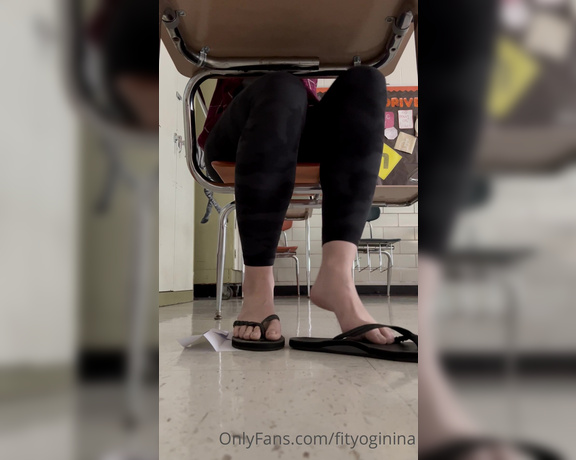 Nina aka Fityoginina OnlyFans - I posted this classroom set Friday but I forgot to post this under the desk flip flop tease and I